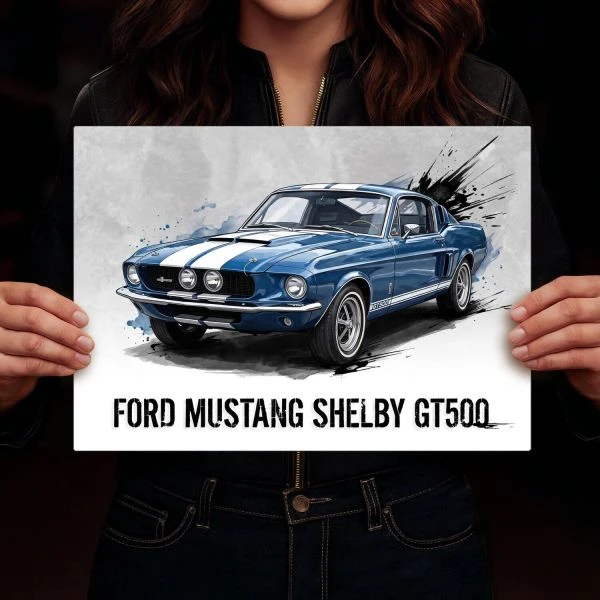 Szyld metalowy z grafika Ford Mustang Shelby GT500